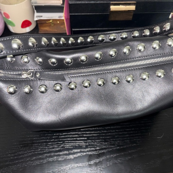 Stuart Weitzman Black Studded Leather Bag - Picture 2 of 10